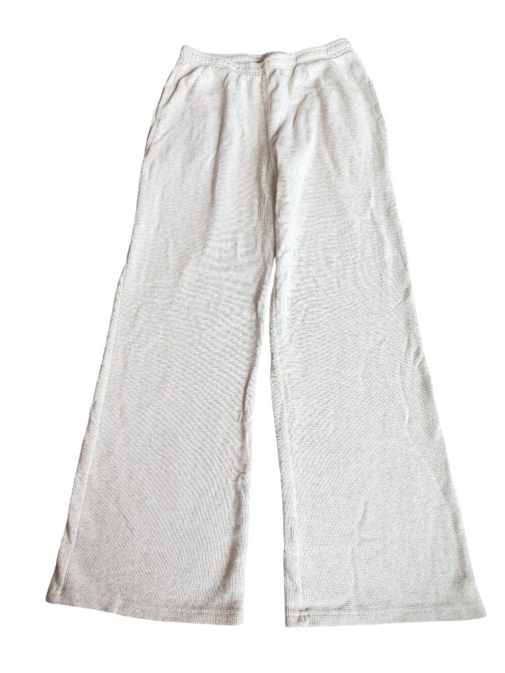 Brandy Melville Cream Wide Leg Sweatpants Waffle Knit Stretch Size Small Women's